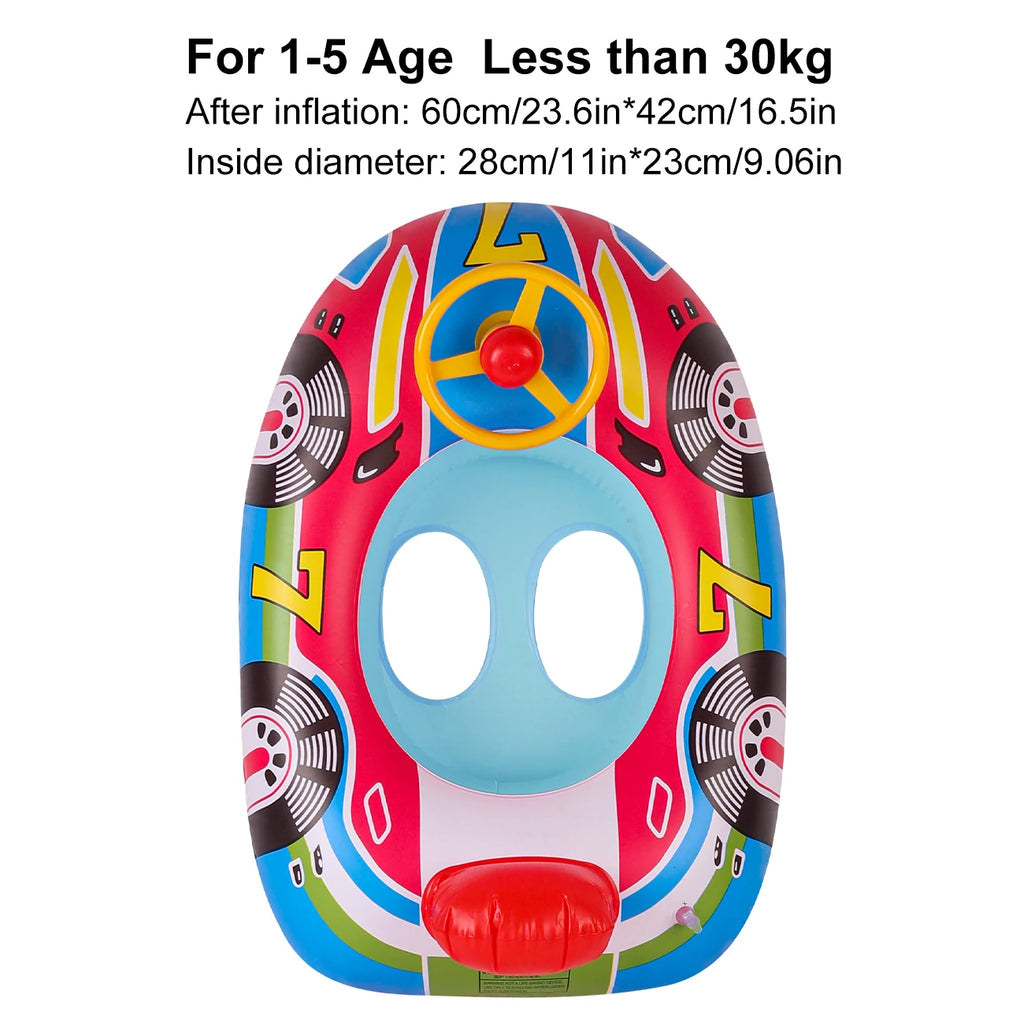 Inflatable Racing Car Pool Float with Steering Wheel