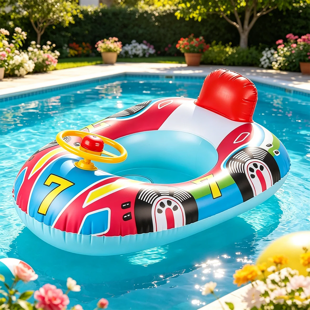 Inflatable Racing Car Pool Float with Steering Wheel