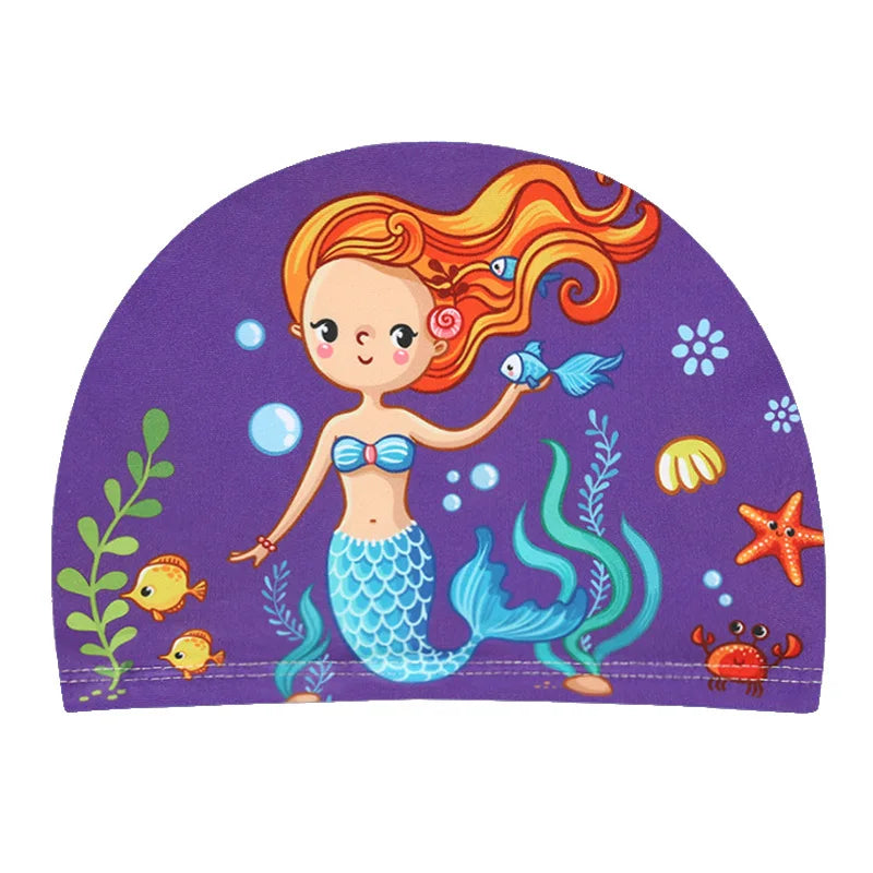 Kids Cartoon Swimming Cap – Soft Stretch Swim Hat