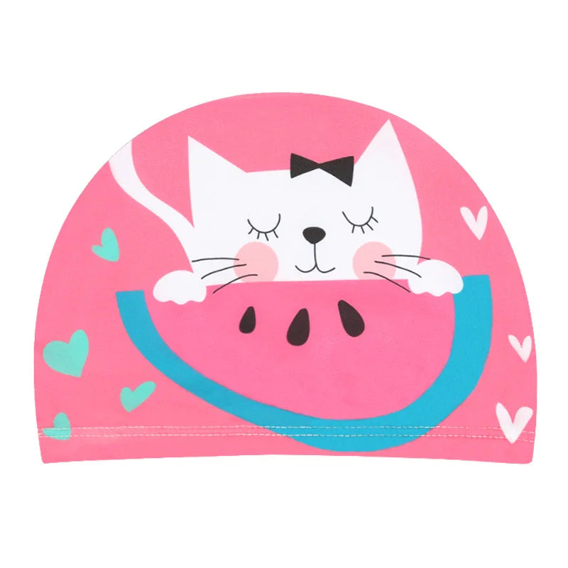 Kids Cartoon Swimming Cap – Soft Stretch Swim Hat