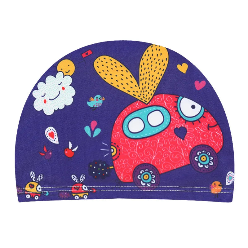 Kids Cartoon Swimming Cap – Soft Stretch Swim Hat