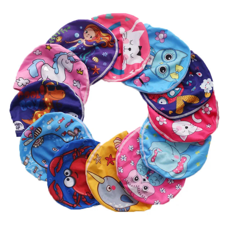 Kids Cartoon Swimming Cap – Soft Stretch Swim Hat