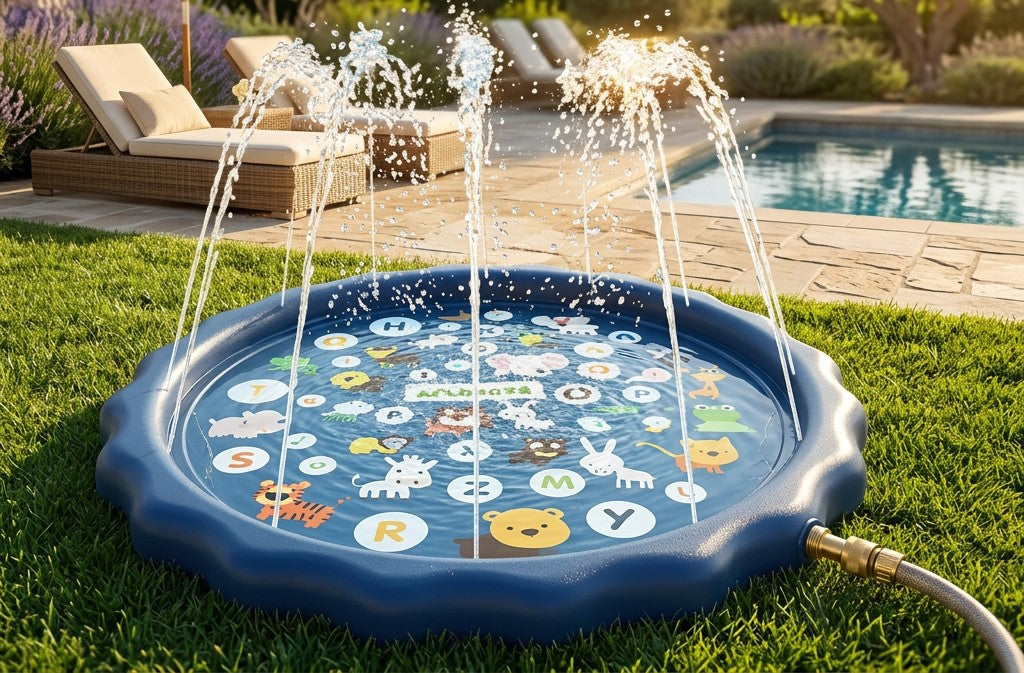 Animal Alphabet Kids Splash Pad – Outdoor Water Play Mat
