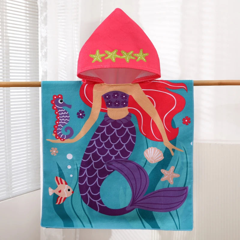 Kids Hooded Poncho Towel – Quick-Dry Beach & Bath Towel