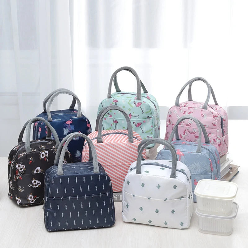 Patterned Insulated Lunch Bag – Portable School & Picnic Cooler Bag