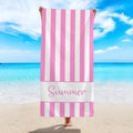 Personalised Summer Stripe Beach Towel – Custom Name