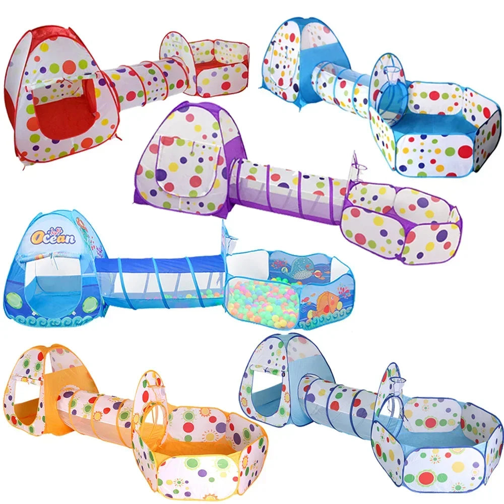 3-in-1 Sensory Play Tent, Crawling Tunnel & Ball Pit