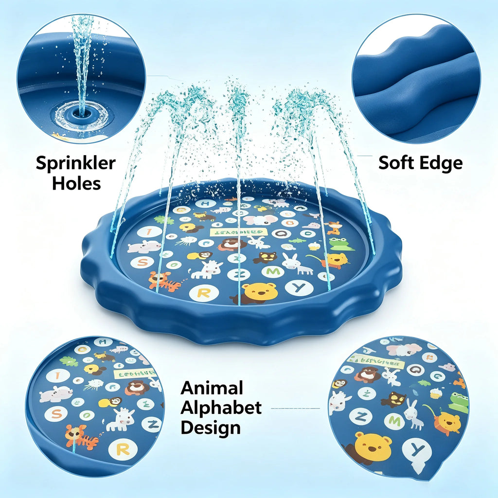 Animal Alphabet Kids Splash Pad – Outdoor Water Play Mat