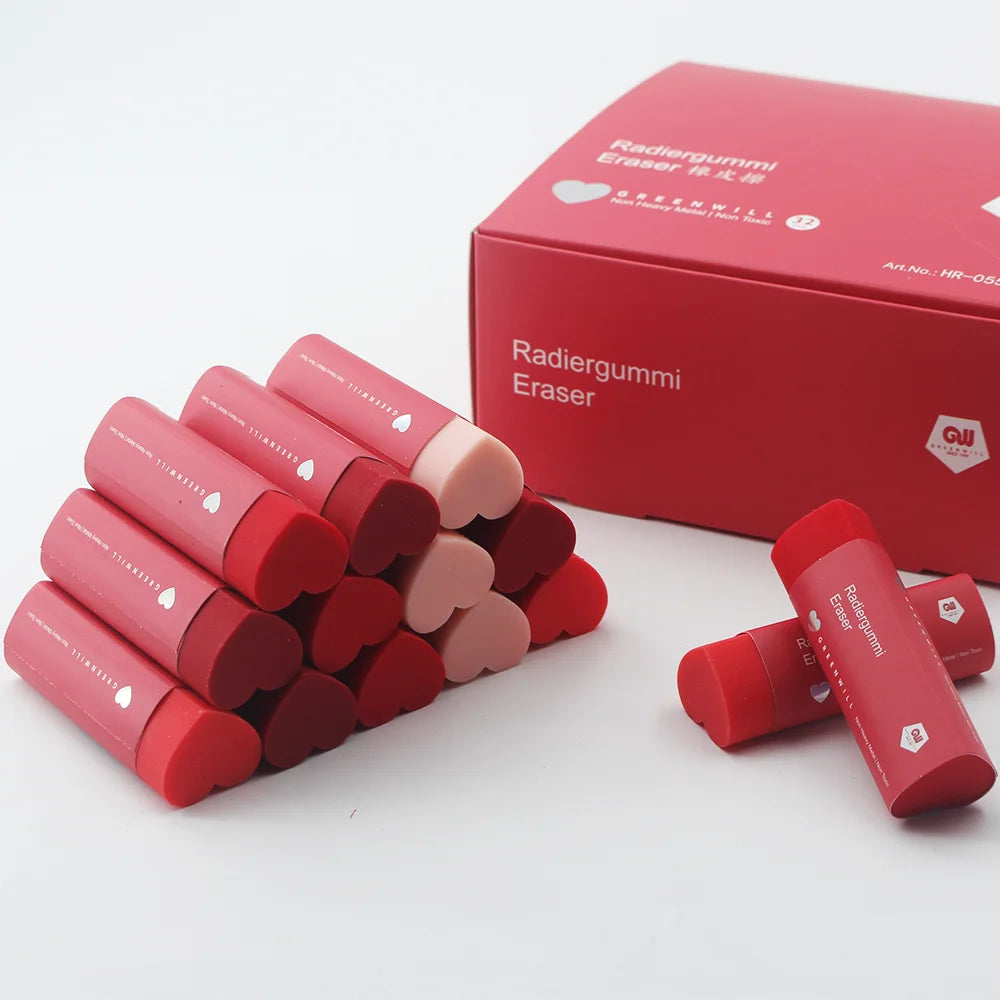 Lipstick-Style Pencil Eraser Set – Cute School Stationery