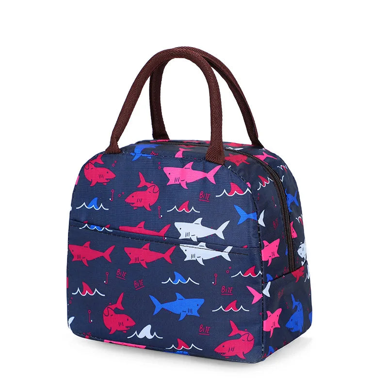 Patterned Insulated Lunch Bag – Portable School & Picnic Cooler Bag
