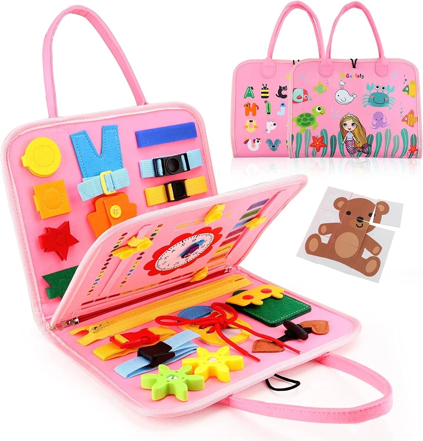 Portable Sensory Busy Board – 16-Activity Montessori-Inspired Learning Board