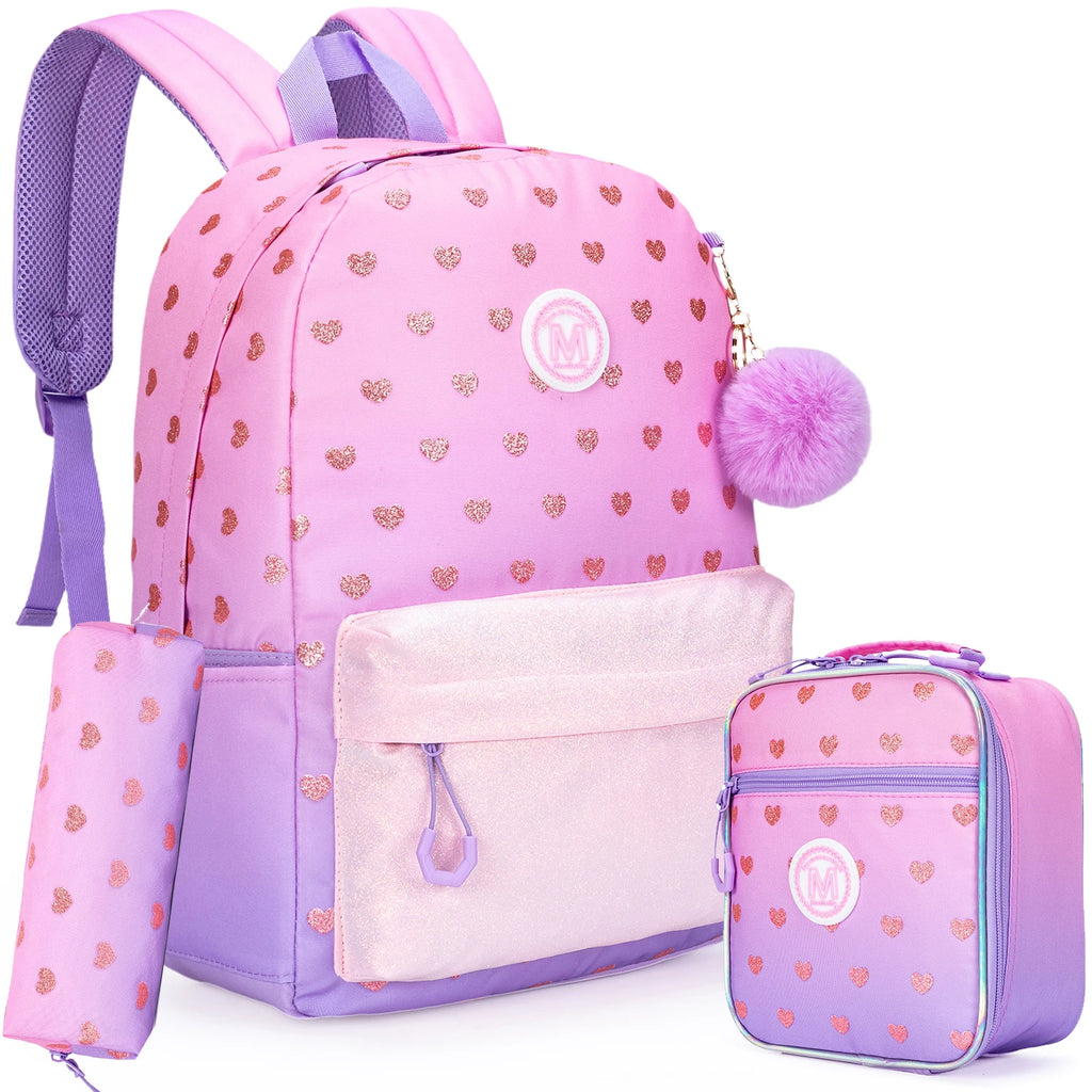 Girls School Backpack Set – Backpack, Lunch Bag & Pencil Case
