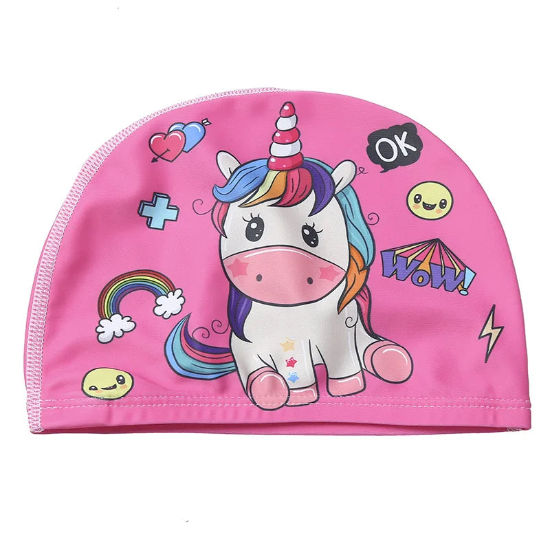 Kids Cartoon Swimming Cap – Soft Stretch Swim Hat