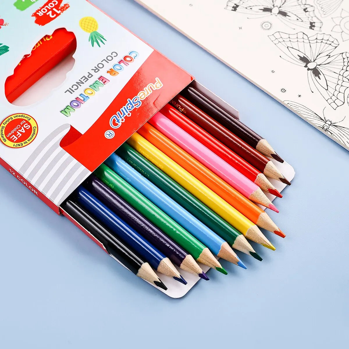 12-Colour Mini Coloured Pencil Set – Pre-Sharpened School Pencils