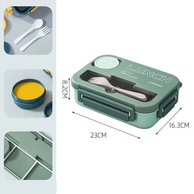 1300ml Compartment Lunch Box – Portable Bento Box with Cutlery