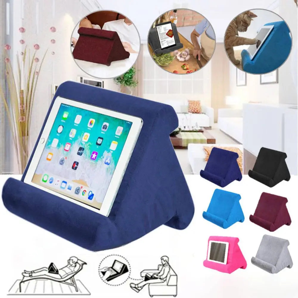 Soft Pillow Tablet & Phone Holder – Hands-Free Stand with Storage Pocket
