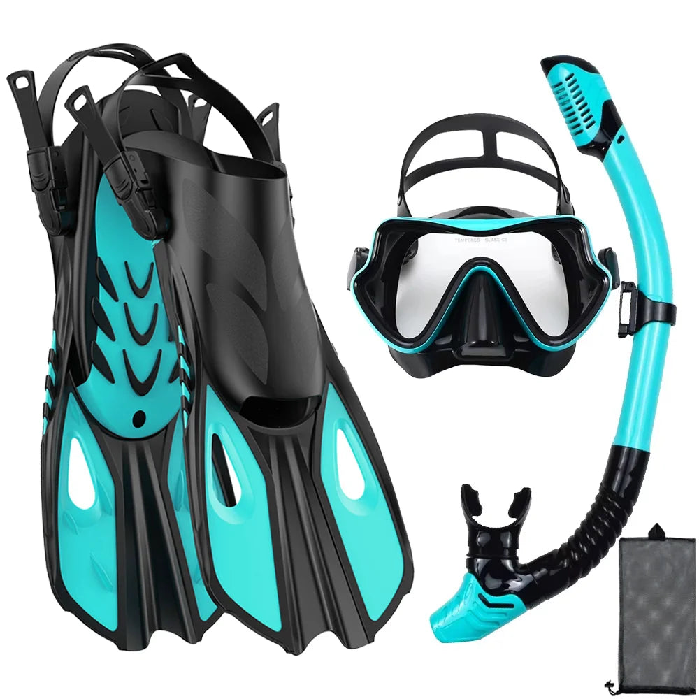 Adult Snorkelling Set with Mask, Dry Snorkel & Adjustable Fins
