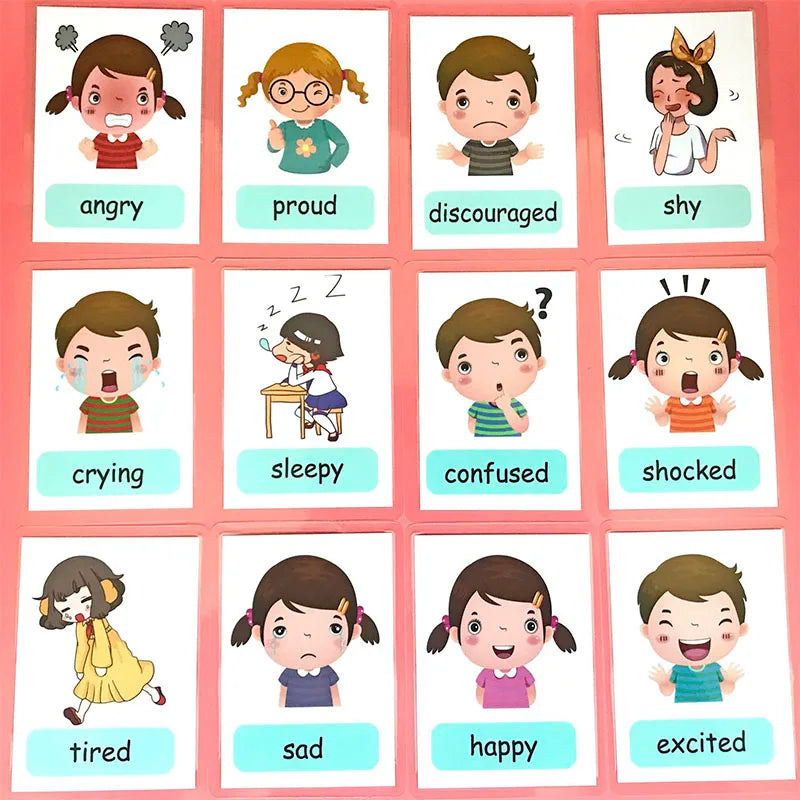 12-Piece Emotions Flash Cards – Feelings & Emotional Learning Cards for Kids