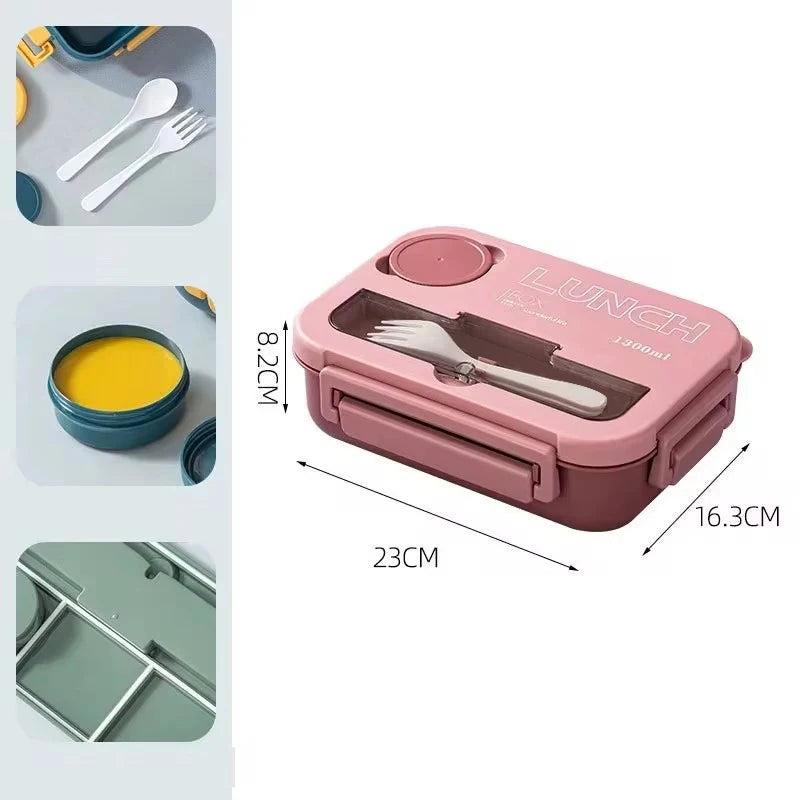 1300ml Compartment Lunch Box – Portable Bento Box with Cutlery