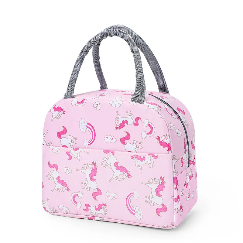 Patterned Insulated Lunch Bag – Portable School & Picnic Cooler Bag