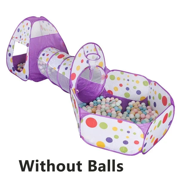 3-in-1 Sensory Play Tent, Crawling Tunnel & Ball Pit
