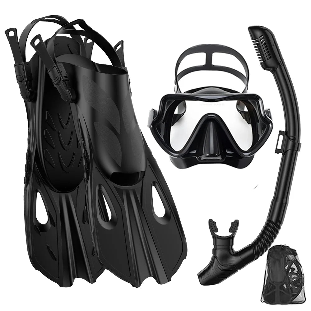 Adult Snorkelling Set with Mask, Dry Snorkel & Adjustable Fins