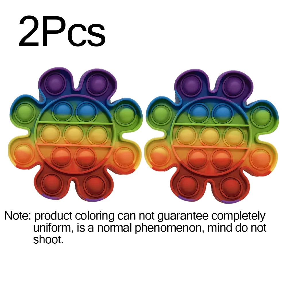 Rainbow Pop Bubble Fidget Toy Set – 2 Pack Sensory Press Toys