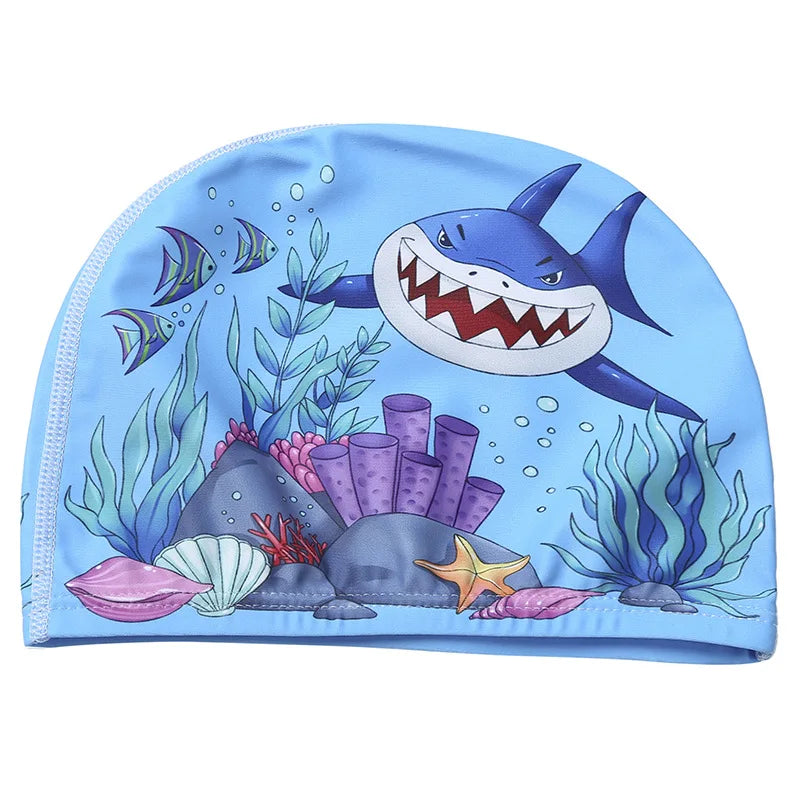 Kids Cartoon Swimming Cap – Soft Stretch Swim Hat