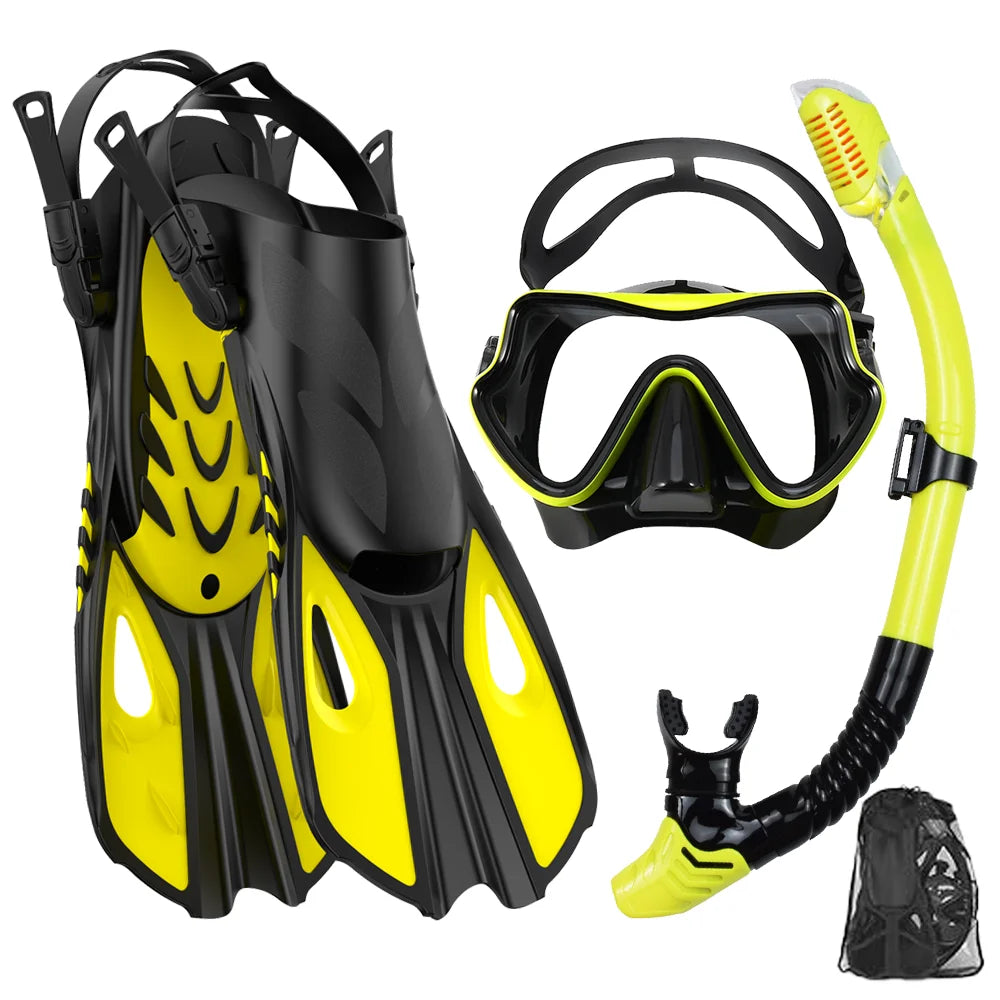 Adult Snorkelling Set with Mask, Dry Snorkel & Adjustable Fins