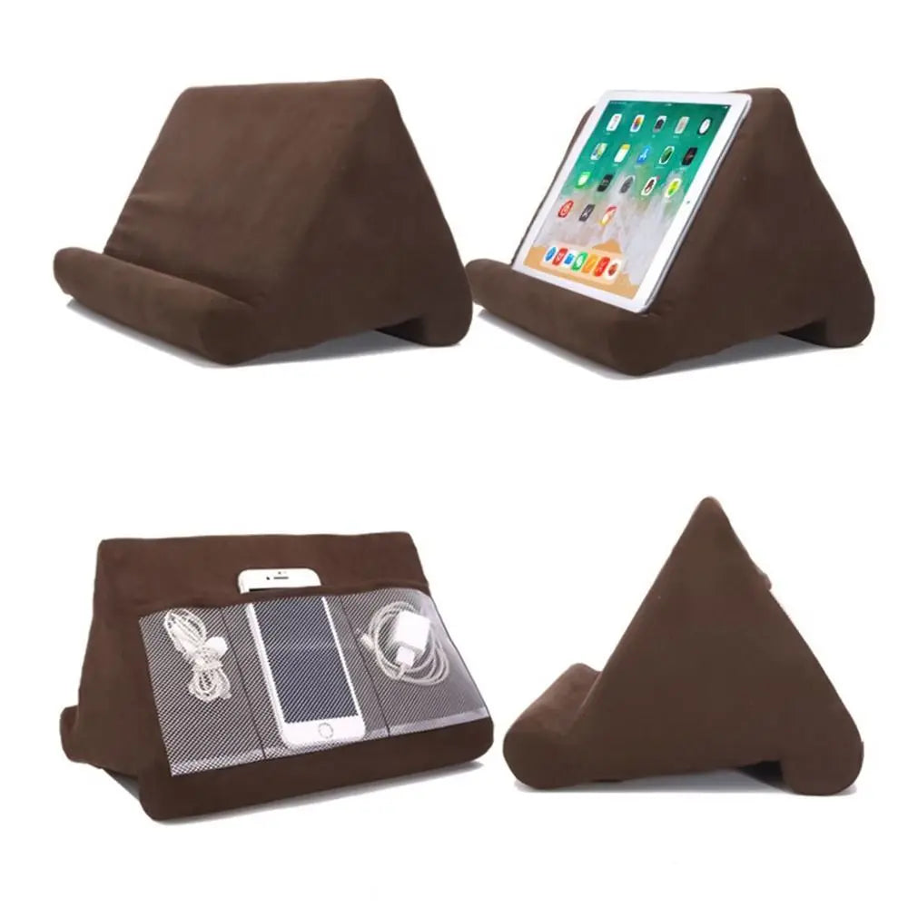 Soft Pillow Tablet & Phone Holder – Hands-Free Stand with Storage Pocket