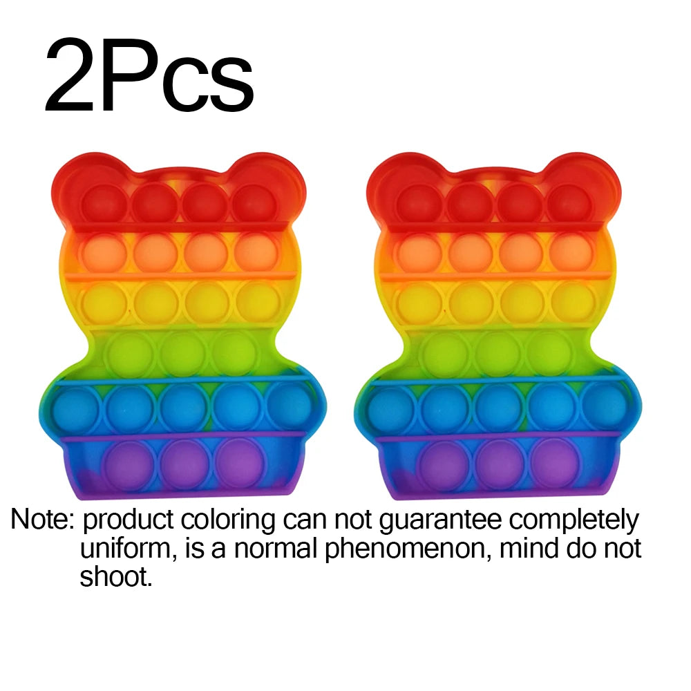 Rainbow Pop Bubble Fidget Toy Set – 2 Pack Sensory Press Toys