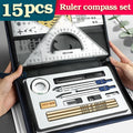 15-Piece Geometry & Maths Set – Compass, Rulers & Drawing Tools