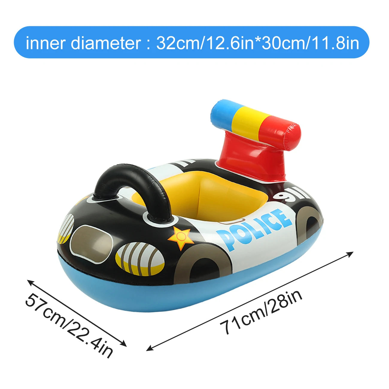 Inflatable Police Car Pool Float with Steering Wheel