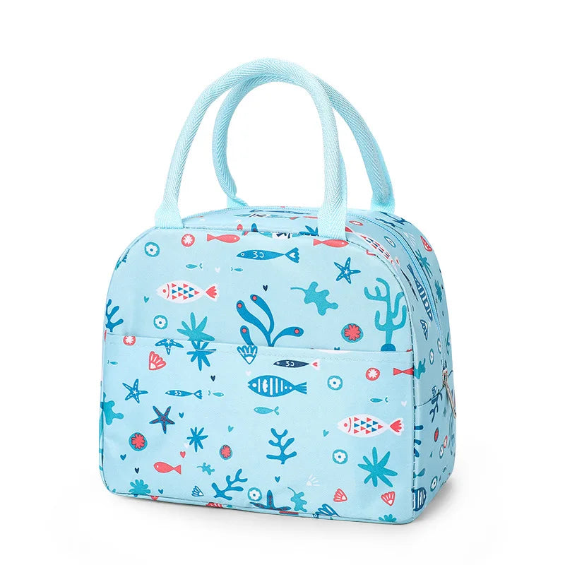 Patterned Insulated Lunch Bag – Portable School & Picnic Cooler Bag