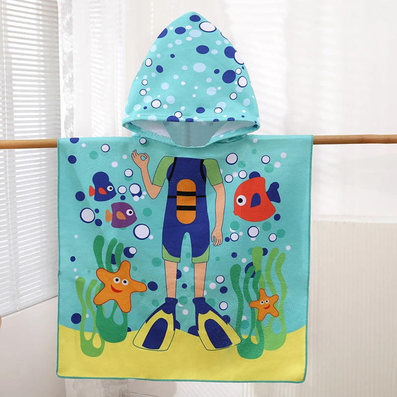 Kids Hooded Poncho Towel – Quick-Dry Beach & Bath Towel