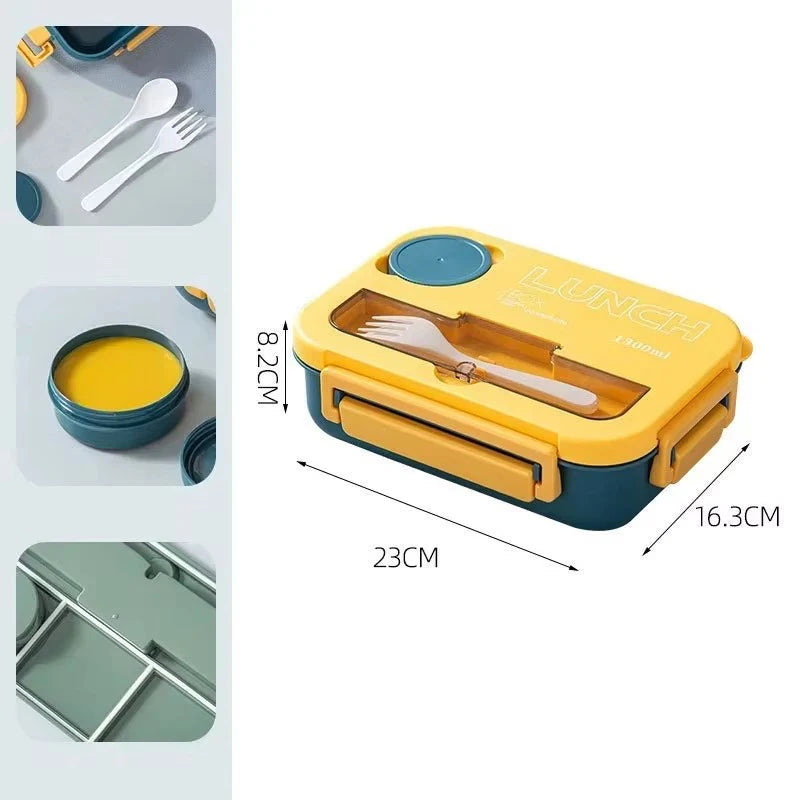 1300ml Compartment Lunch Box – Portable Bento Box with Cutlery