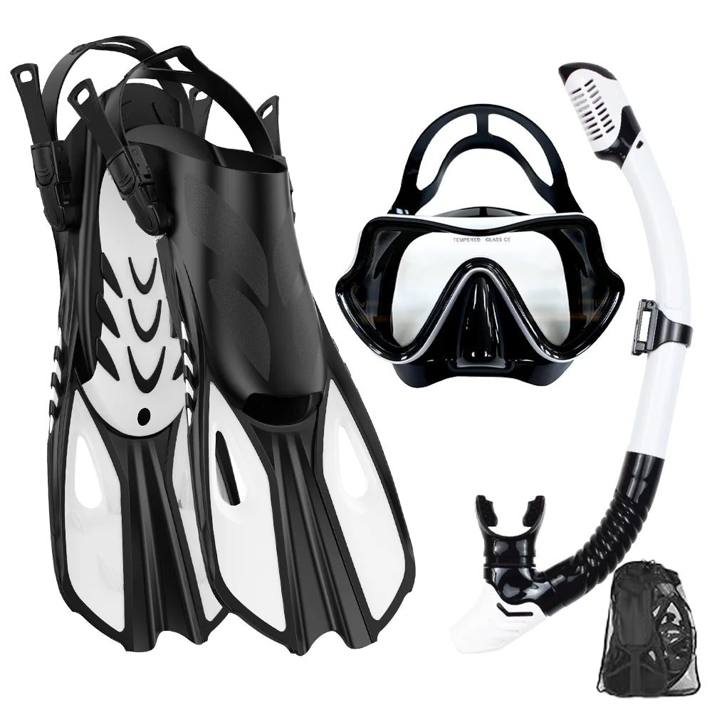 Adult Snorkelling Set with Mask, Dry Snorkel & Adjustable Fins