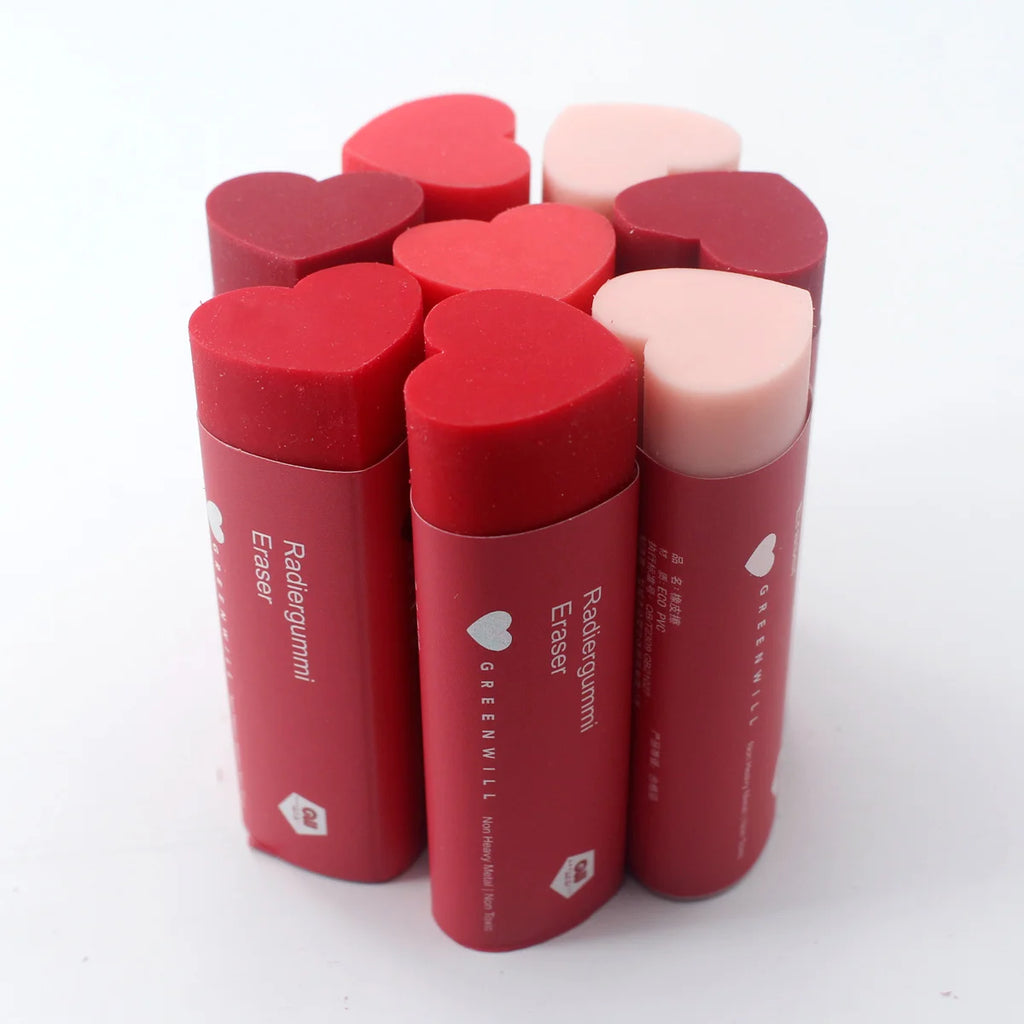 Lipstick-Style Pencil Eraser Set – Cute School Stationery