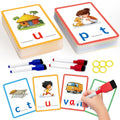 Reusable CVC Word Flash Cards – Write & Wipe Phonics Learning Set for Kids