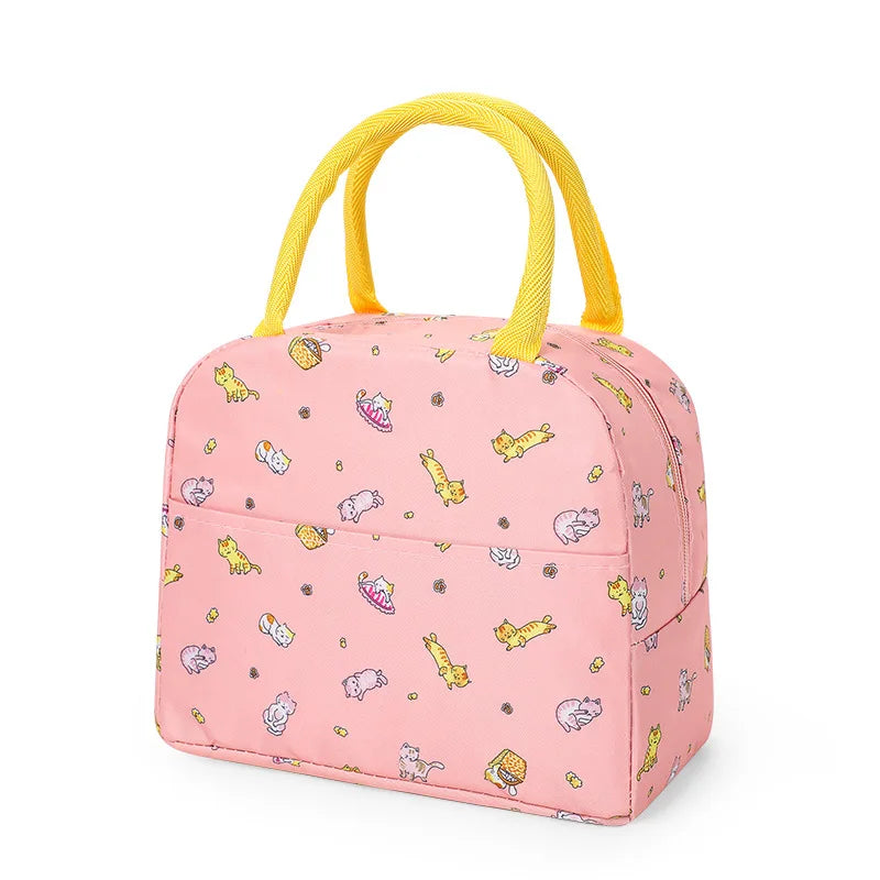 Patterned Insulated Lunch Bag – Portable School & Picnic Cooler Bag