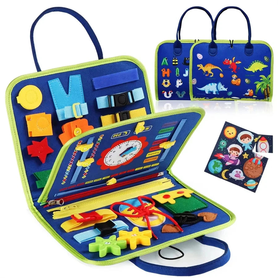 Portable Sensory Busy Board – 16-Activity Montessori-Inspired Learning Board
