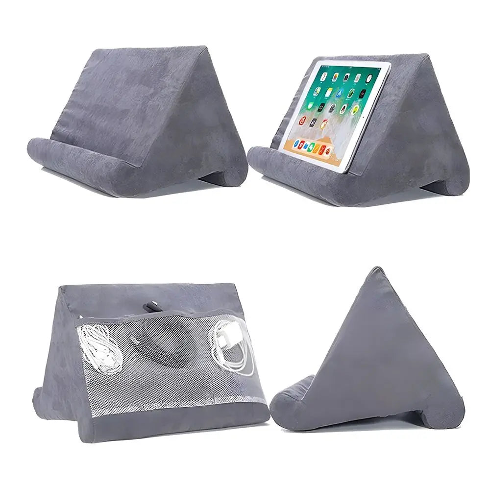 Soft Pillow Tablet & Phone Holder – Hands-Free Stand with Storage Pocket