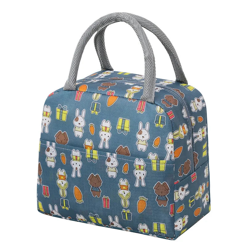Patterned Insulated Lunch Bag – Portable School & Picnic Cooler Bag