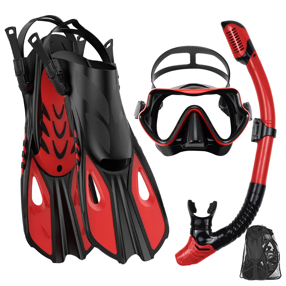 Adult Snorkelling Set with Mask, Dry Snorkel & Adjustable Fins