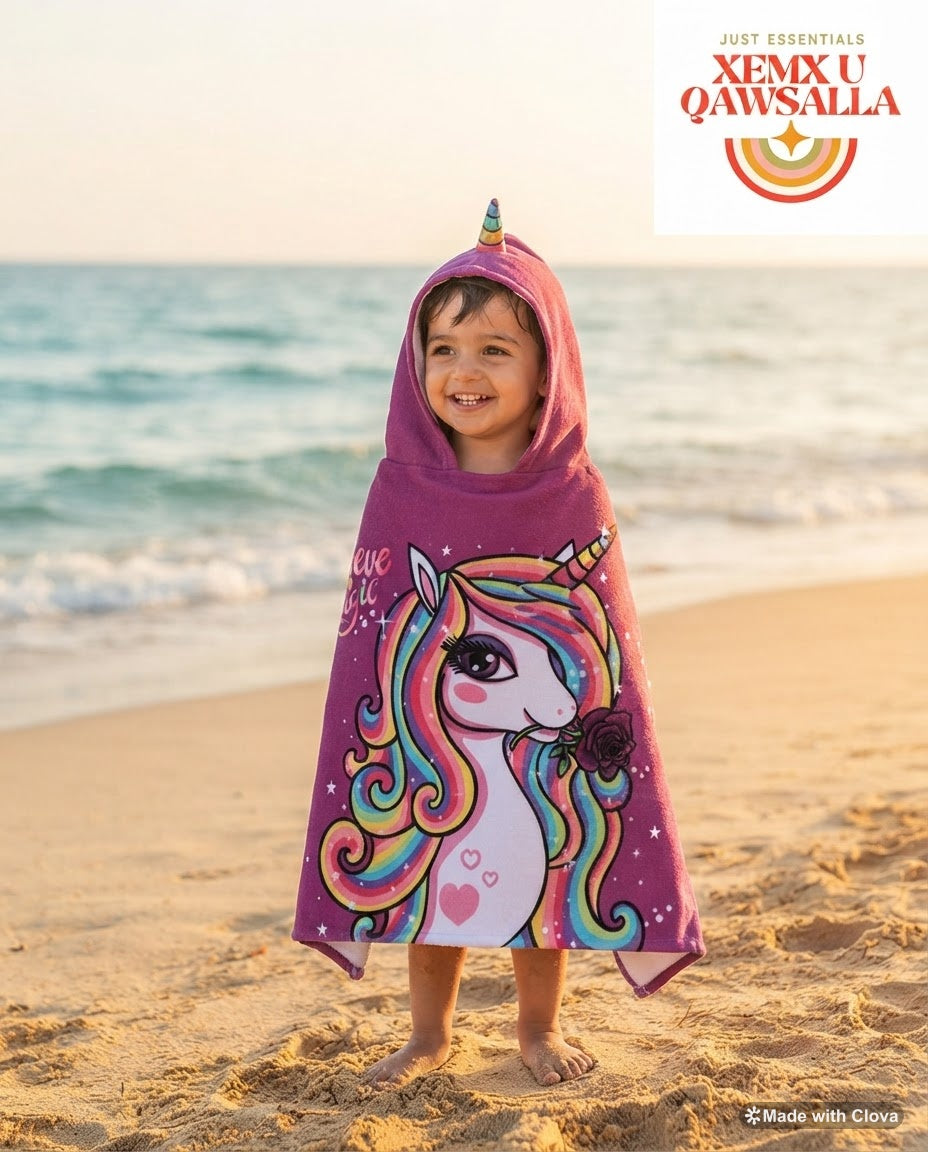Kids Hooded Poncho Towel – Quick-Dry Beach & Bath Towel