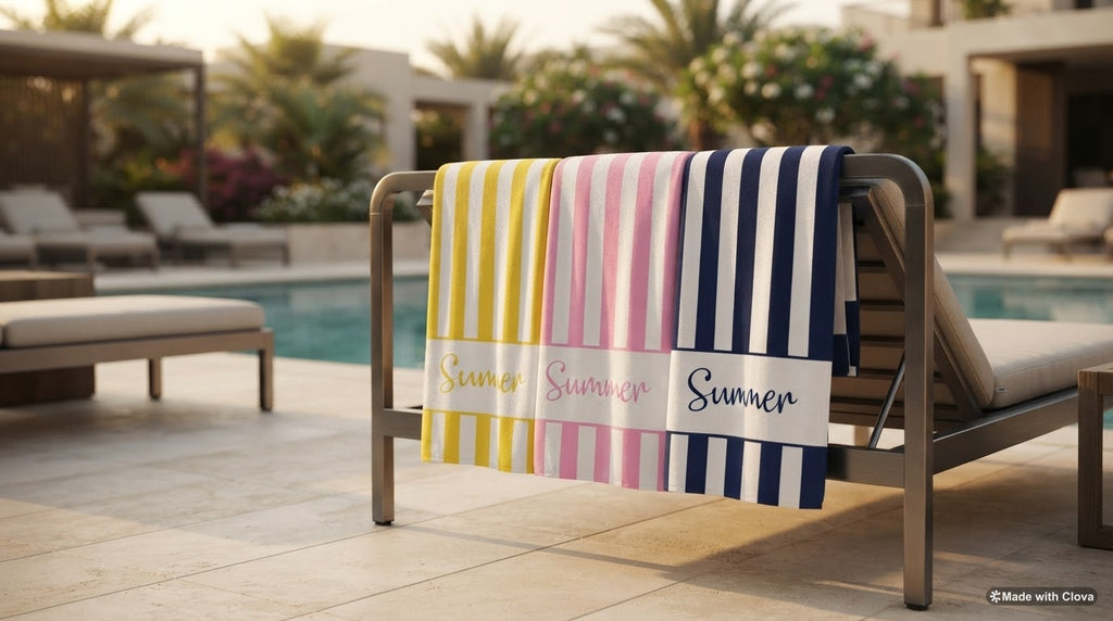 Personalised Summer Stripe Beach Towel – Custom Name